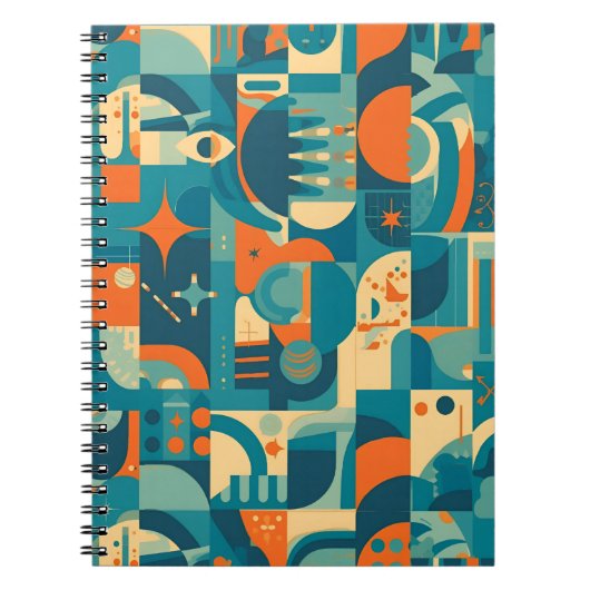 Carnet Orange et sarcelle abstrait géométrique (Devant)