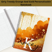 Carnet Orange Gold Parties scintillant Girl Monogramme No