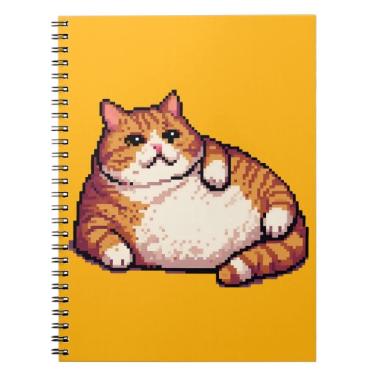 Carnet Orange gros chat mème pixel art (Devant)