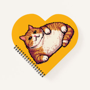 Carnet Orange gros chat mème pixel art