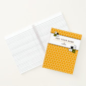 Carnet Orange Honeycomb Motif abeilles Nom Monogramme (Intérieur)