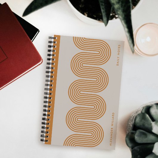 Carnet Orange Lombard Wavy Lines Modern Custom Notebook