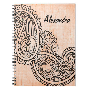 Carnet Orange Mehndi Motif Notebook