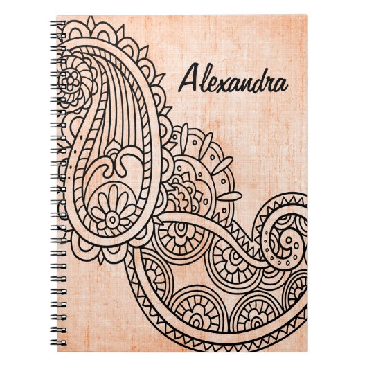 Carnet Orange Mehndi Motif Notebook (Devant)