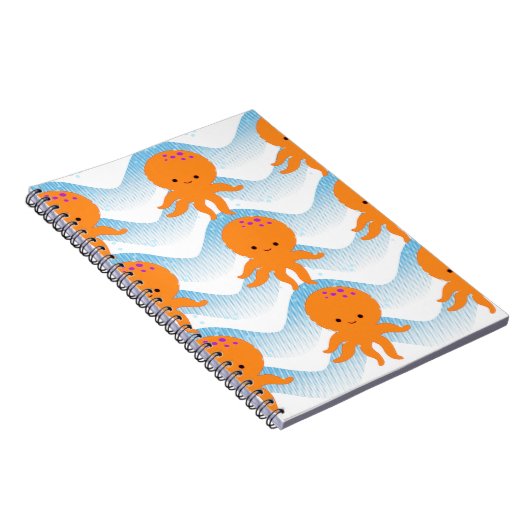 Carnet Orange Octopus And Blue Waves Pattern (Côté Droit)