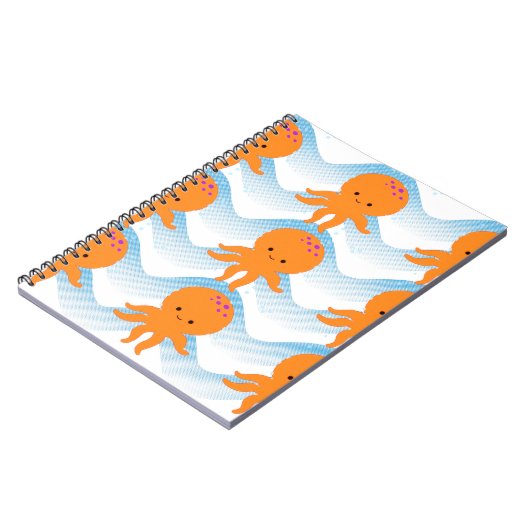 Carnet Orange Octopus And Blue Waves Pattern (Côté gauche)