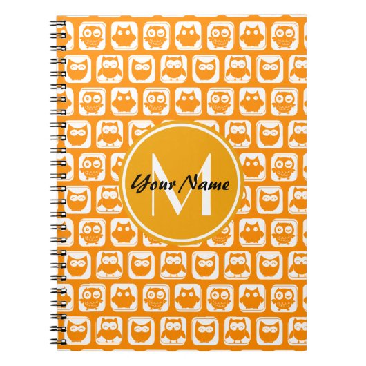 Carnet Orange Owls Custom Monogramme (Devant)