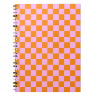 Carnet Orange + Pink Check À damiers Motif de tableau de