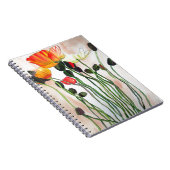 Carnet Orange Populaires fleurs aquarelle peinture (Côté Droit)