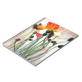 Carnet Orange Populaires fleurs aquarelle peinture (Côté gauche)