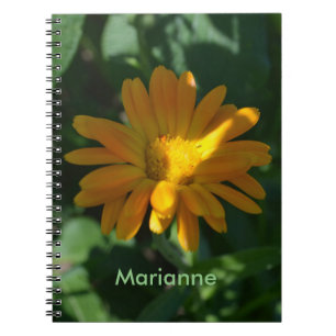 Carnet Orange Pot Marigold Fleur personnalisée