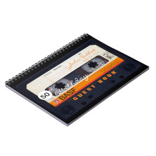 Carnet Orange Retro Audiotape 50th birthday GuestBook NB