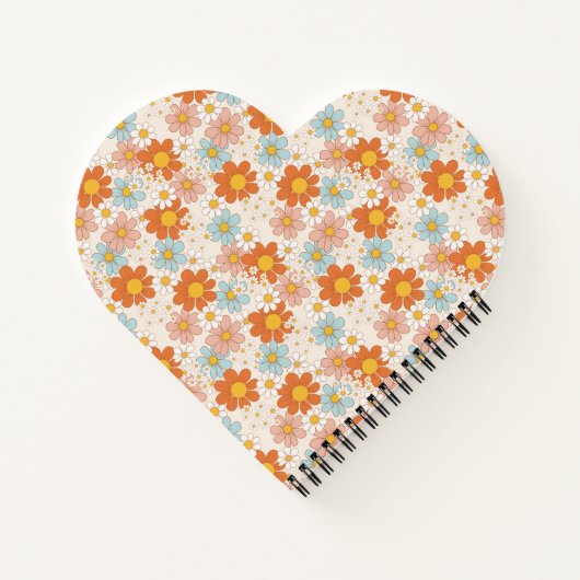 Carnet Orange Retro Daisy 3 Photo Horse Collage Nom (Dos)