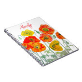 Carnet Orange rouge Motif à fleurs (Côté Droit)