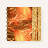 Carnet Orange Streaks Champagne Bubbles Nom personnalisé (Devant)
