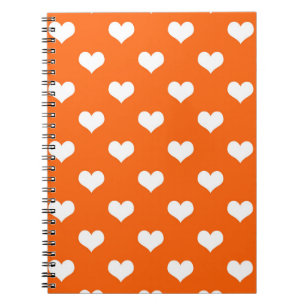Carnet Orange White Love Heart Motif Design