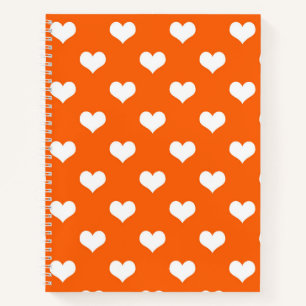 Carnet Orange White Love Heart Motif Design