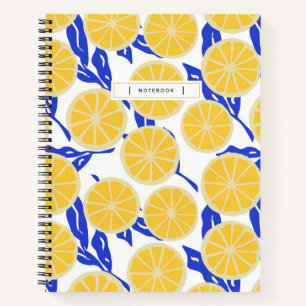 Carnet Oranges Abstraites Feuilles Bleus Motif Fruit mode