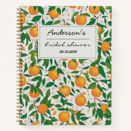 Carnet Oranges Agrumes Fleur Motif Réception de Mariage (Devant)