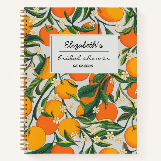 Carnet Oranges Agrumes Fleur Motif Shower de Mariage (Devant)
