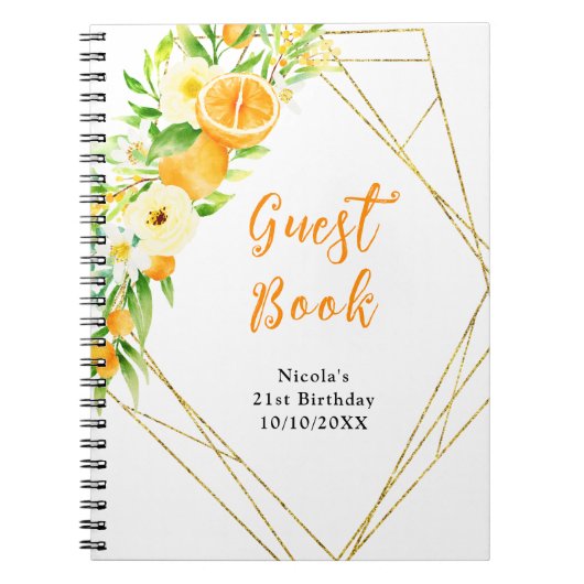 Carnet Oranges and Flowers Birthday Guest Book (Devant)