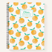 Carnet Oranges d'aquarelle mignonne sur blanc (Devant)