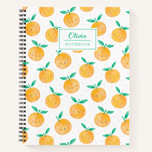 Carnet Oranges d'aquarelle mignonne sur blanc (Devant)