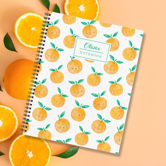 Carnet Oranges d'aquarelle mignonne sur blanc