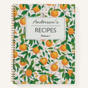 Carnet Oranges d'été Agrumes Fruit Floral Pattern Recette