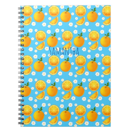 Carnet Oranges mignonnes et fleurs blanches (Devant)