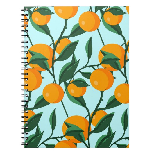 Carnet oranges sur branches de feuilles sans soudure moti (Devant)