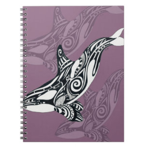 Carnet Orca Killer Whale mauve Purple Tlingit Tribal Encr
