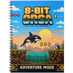 Carnet Orca, Rétro Pixel Art 8-Bit