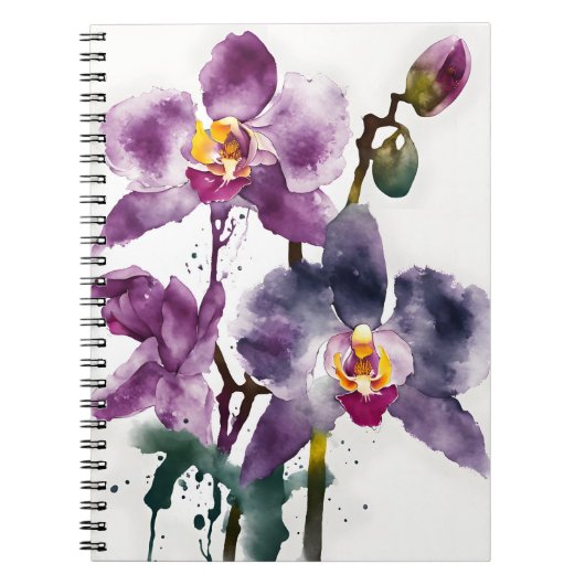 Carnet Orchidée - Fleurs aquarelle (Devant)