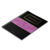 Carnet Orchidée profonde violet Batik Nom simple (Côté gauche)