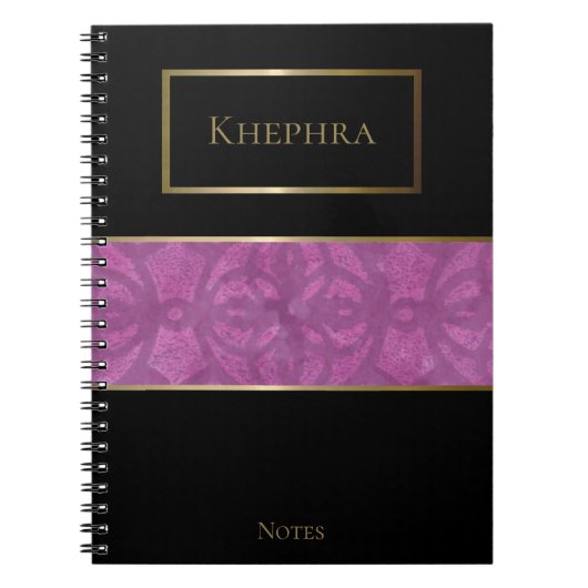 Carnet Orchidée profonde violet Batik Nom simple (Devant)