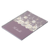 Carnet Orchidée violet blanc dentelle florale (Côté gauche)