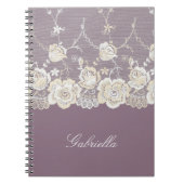 Carnet Orchidée violet blanc dentelle florale (Devant)
