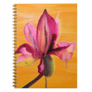 Carnet Orchidée violette couleur orange pop art fleur