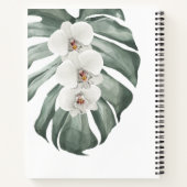 Carnet Orchidées blanches Flore tropicale avec votre nom (Dos)