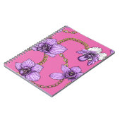 Carnet Orchidées et chaînes, violet et rose (Côté gauche)