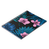 Carnet Orchidées et feuilles de palmiers, rose et bleu su (Côté gauche)