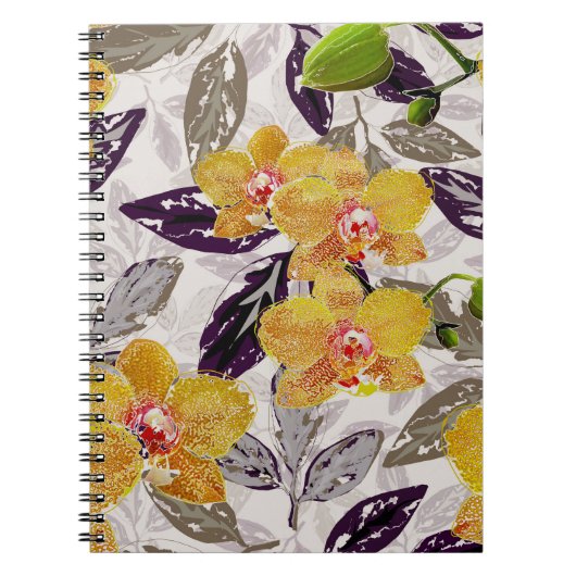 Carnet Orchidées jaunes oranges. (Devant)
