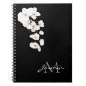 Carnet Orchidées noires et blanches modernes Monogramme f (Devant)