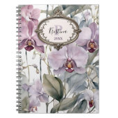 Carnet Orchidées roses douces et lavande avec cadre Vinta (Devant)