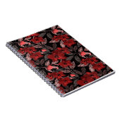 Carnet Orchidées rouges sur noir. (Côté Droit)