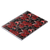 Carnet Orchidées rouges sur noir. (Côté gauche)