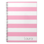 Carnet Ordinateur portable à rayures blanches et roses pe (Devant)
