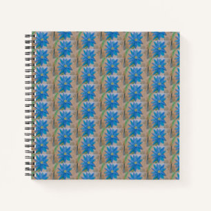 Carnet Ordinateur portable à spirale à fleurs bleues