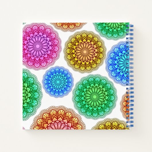 Carnet Ordinateur portable à spirale couleur mandala impr (Dos)